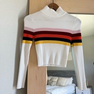 Timing Ribbed Turtleneck with Colorful Stripes